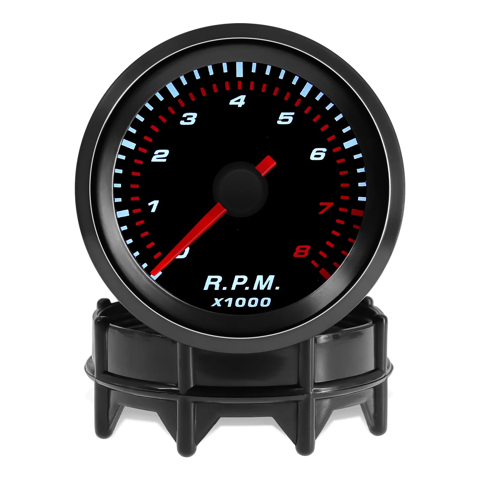 0~8000 RPM 2" 52mm Universal Car Tachometer with White LED Pointer | Smoke Lens Gauge detail view