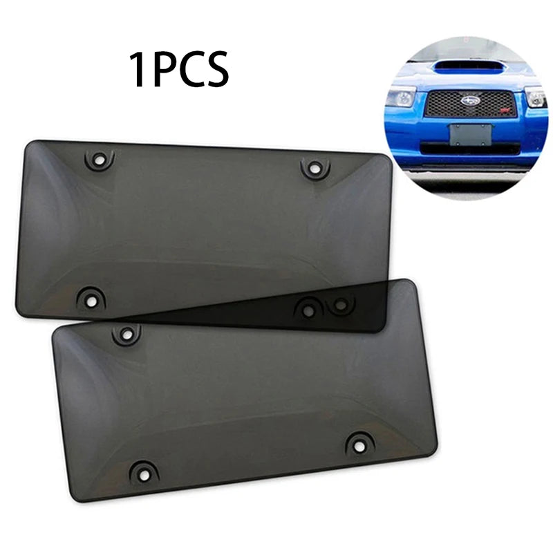 Smoked License Plate Cover & Frame | Tinted Shield, Flat & Bubbled, Universal Car Fit