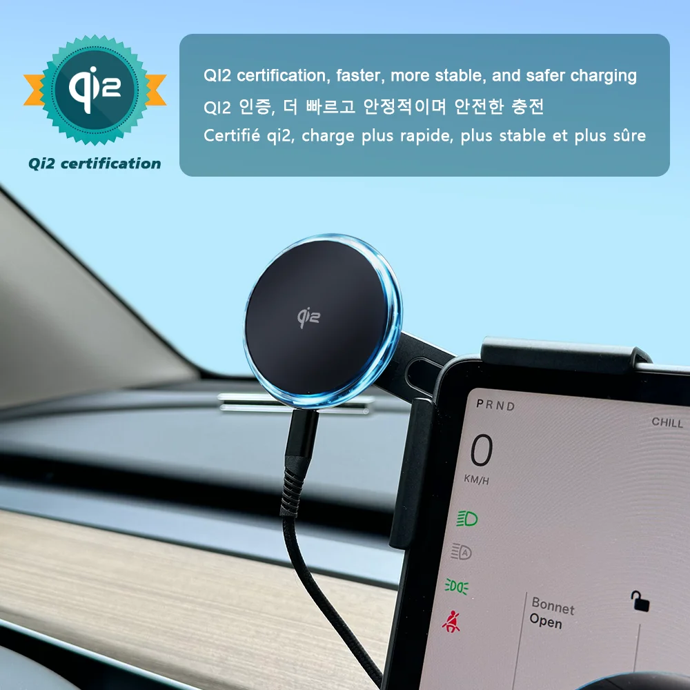 Qi2 15W Magnetic Wireless Charger Phone Holder Compatible with MagSafe Screen Mount For detail view