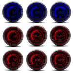 AD 2" 52mm Red and Blue Dual LED Car Gauge Set | Boost, Water Temp, Oil Temp, Oil Pressure, Volt, Ta