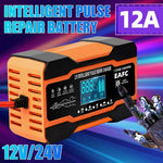EAFC 240W Smart Car Battery Charger 12V 12A Charge for Car Batteries 7-Stage Charging Pulse Repair for AGM GEL WET Lead Acid
