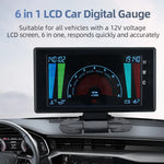 5" LCD 6 in 1 Car Gauge | Tachometer, Voltmeter, Oil Pressure, Water Temp & Clock alternate view