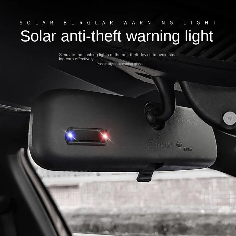 Car Mini LED Solar Power Warning Light Night Security Simulated Alarm Wireless Anti-Theft Caution La
