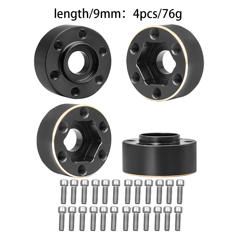 Brass 12mm Hex Hub Wheel Adapter for 1/10 RC Crawler 1.9 2.2 Inch Wheels close-up view