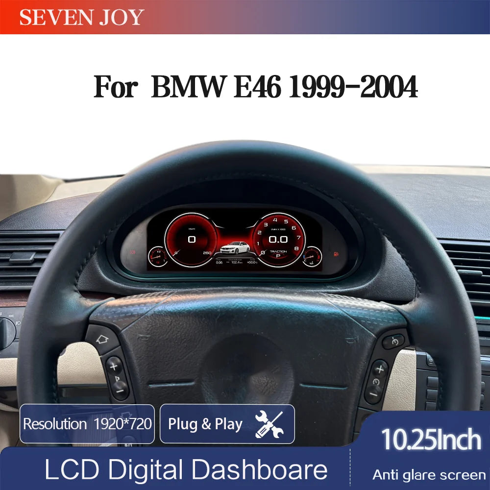 10.25" Digital Cluster for BMW 3 Series E46 M3 1998-2006 | LCD Dashboard Instrument Speedometer