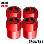 Red Skull Valve Stem Caps | 4-Pack Aluminum Alloy Tire Valve Covers for Cars, Trucks, lifestyle view