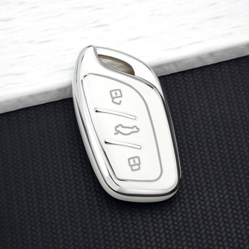 Soft TPU Car Key Case Cover Fob For MG ZS EV MG4 HS EHS MG5 MG6 MG3 MG7 GT ZX For Roew close-up view