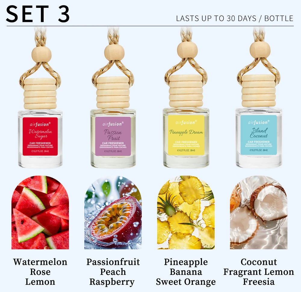 4 Pack Hanging Car Air Freshener & Diffuser | 120-Day Long-Lasting Fragrance Variety close-up view