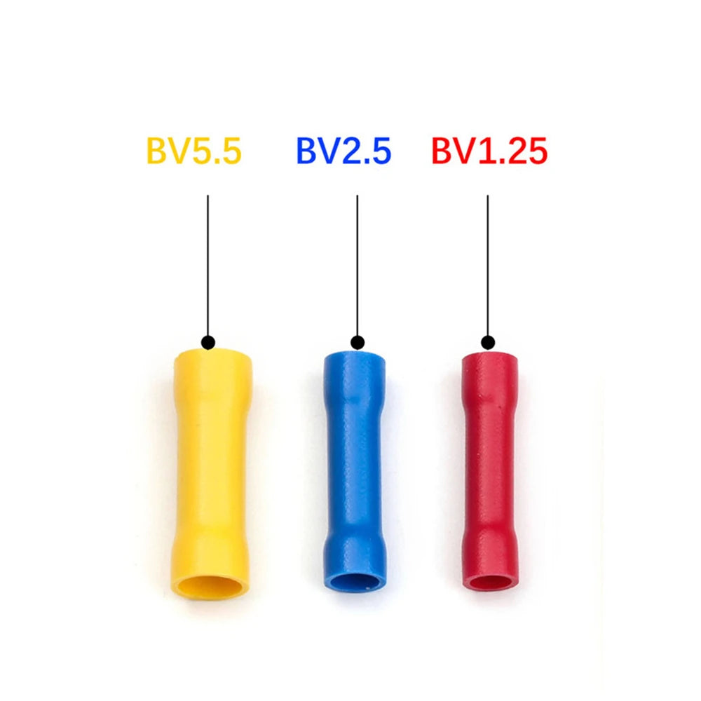 10/50/100 Pcs Straight Butt Wire Terminals Splice Insulated Crimp PVC Copper Tube Ele alternate view