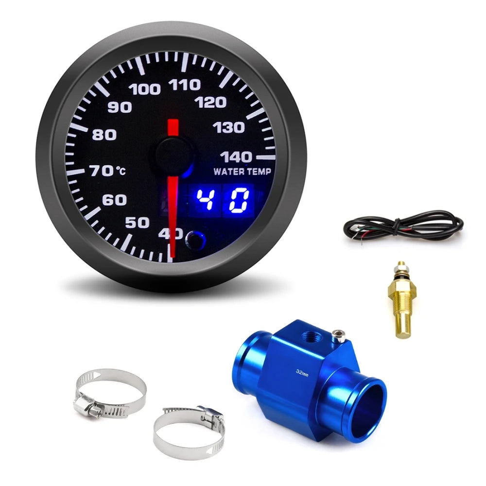 52mm Car Water Temperature Gauge | 7-Color Backlight with Sensor Kit close-up view