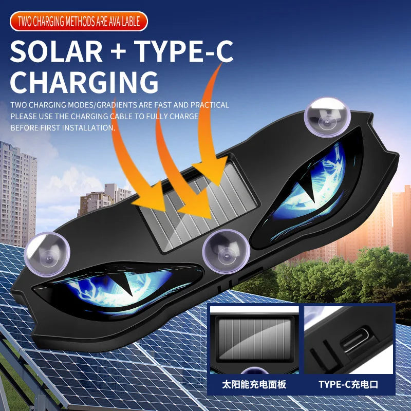 Solar Power Car Demon Eye Light Cool Flashing Warning Light Safety Suction Cup Instal alternate view