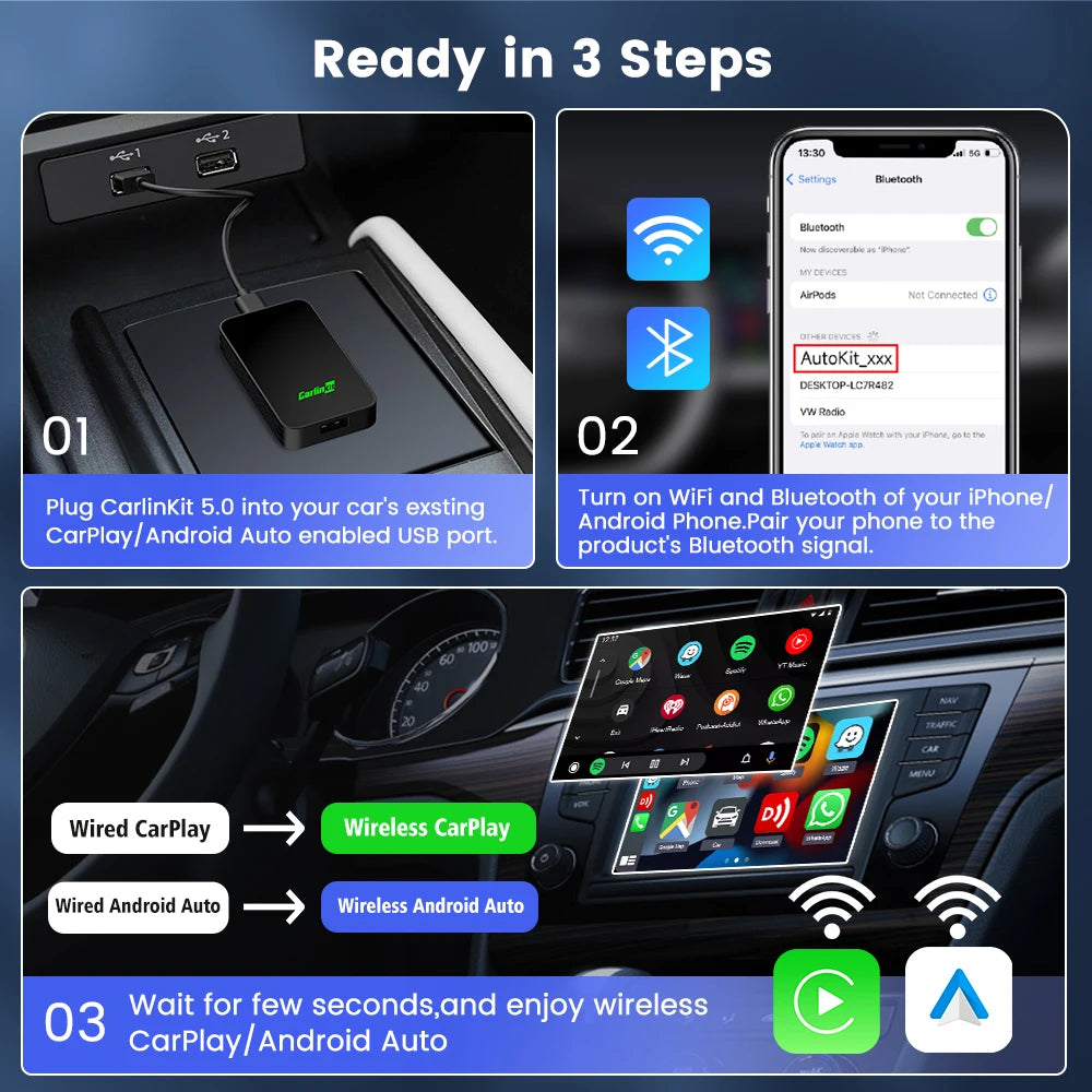 2026 CarlinKit 5.0 2Air Wireless Android Auto Box Portable CarPlay Wireless Dongle additional angle