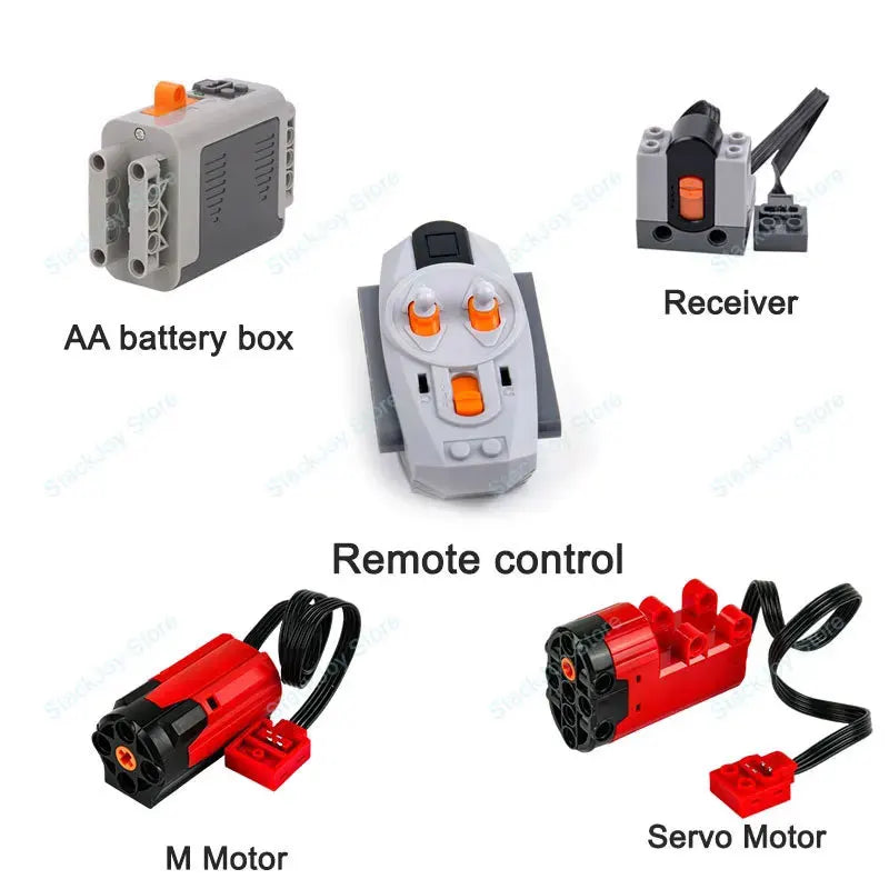 MOC Power Functions M/L/XL Motor Battery Box IR Remote Receiver for RC Car Robot Model B detail view