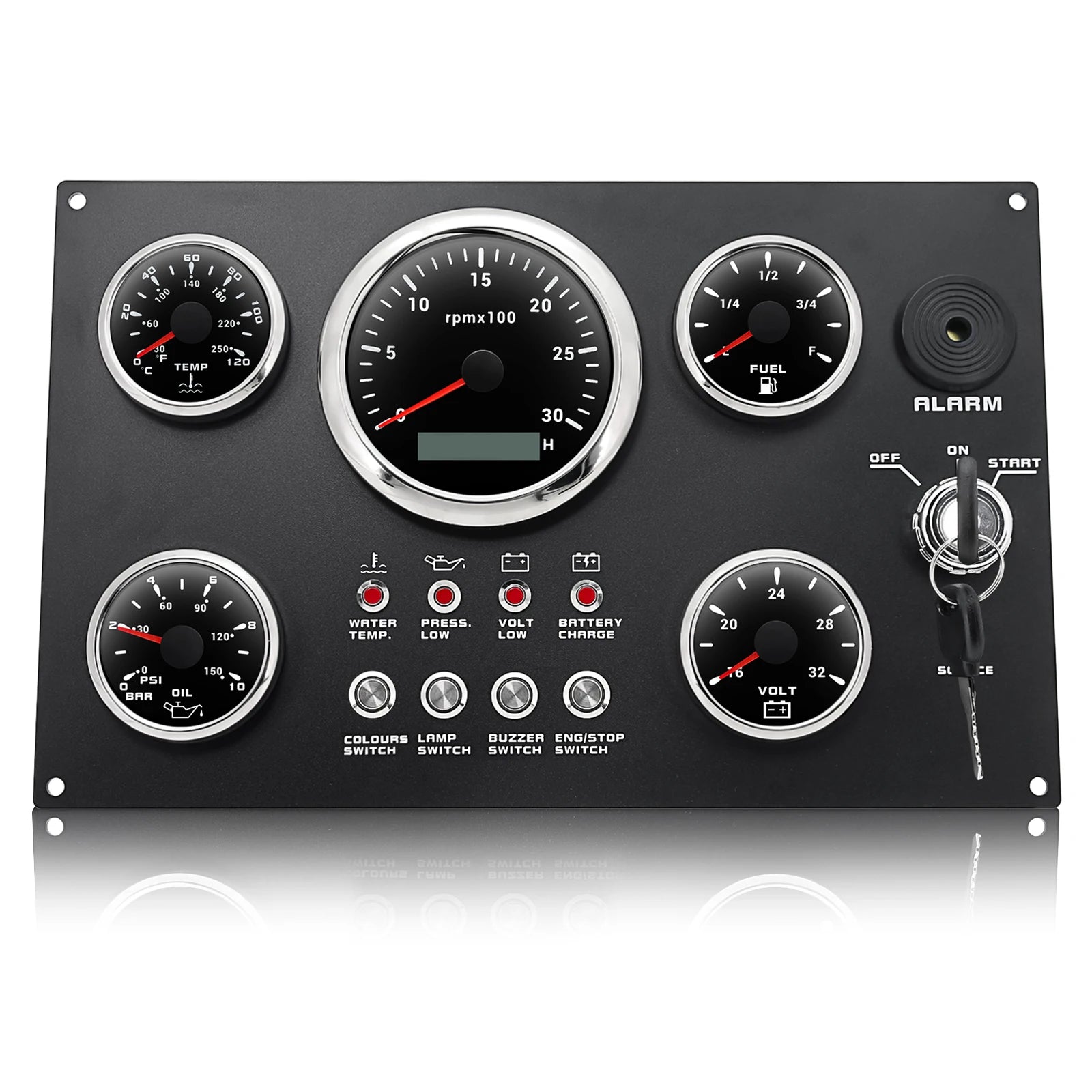 Engine Dash Instrument Panel 5 Gauge Set | 7 Color LED 85mm Tachometer for RV Boat Cu lifestyle view