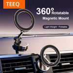 Alloy Folding Magnetic Car Compact Cell Phone Holder | Mac-Safe 360° Adjustable Car Mount for iPhone