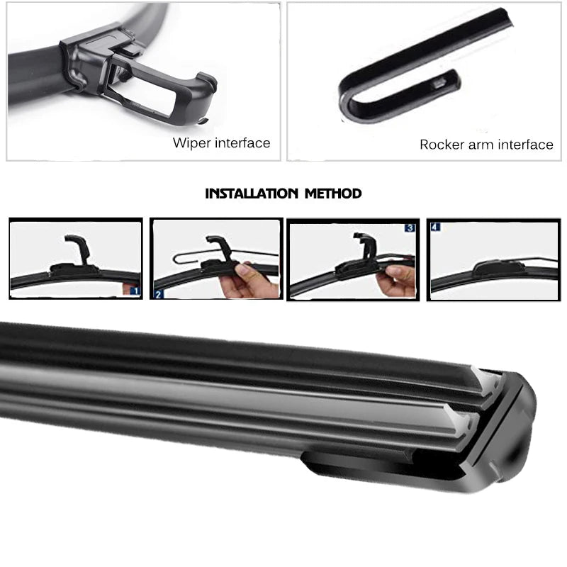 Universal Car Wiper Blades | Soft Dual Rubber Frameless Windshield Wipers additional angle