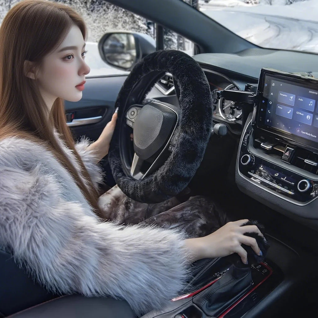 Plush Winter Steering Wheel Cover Without Inner Ring