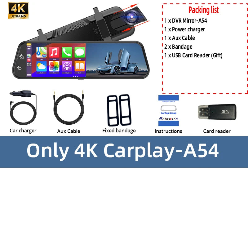 9.66" 4K Mirror Dash Cam | Android Auto, 5G WiFi, GPS, 1080P Rear, 24H Parking lifestyle view