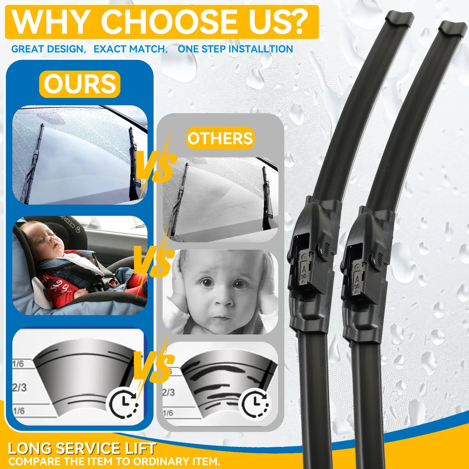 AutoXbert Front Wiper Blades for Honda Civic 8 Hatchback & Sedan 2005-2011 | 26"+23" Win detail view