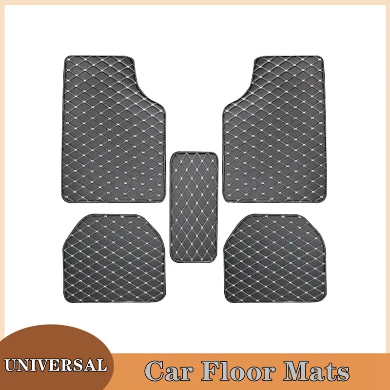 Car Floor Mats 5Pcs Universal Quality PU Leather Waterproof Auto Foot Pad Protector Automobile Inter