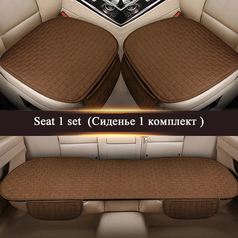 Flax Car Seat Cushion Pad Thick Fiber Filled Seat Cover lifestyle view