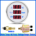 3 In 1 Digital Gauge Water Temperature Bar Oil Pressure Gauge With Alarm Voltmeter | R close-up view