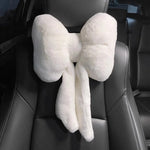 Cute Bowknot Car Headrest Neck Pillow | Plush Lumbar Support Cushion additional angle