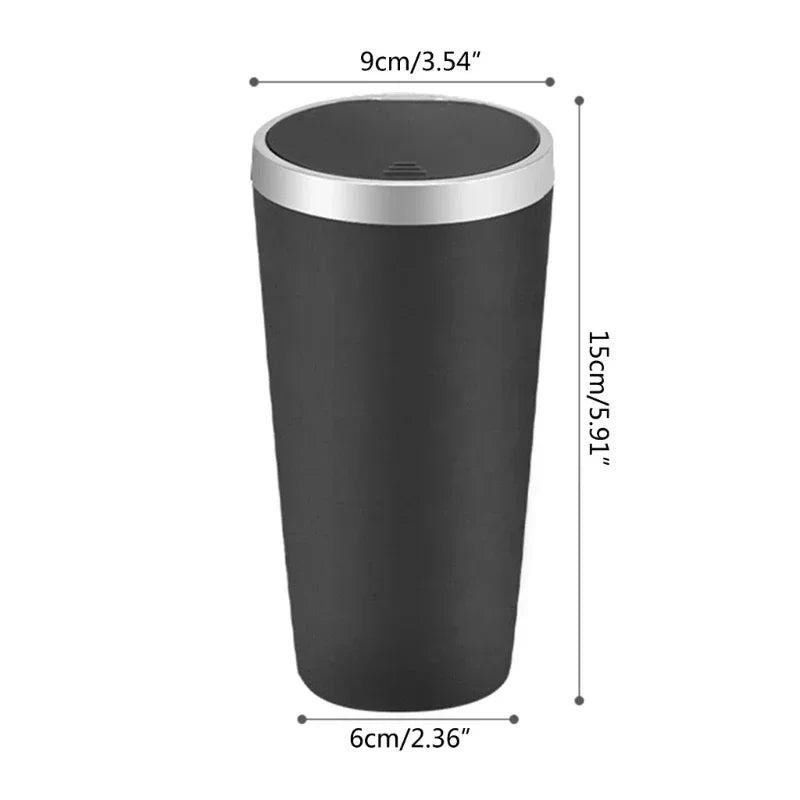 Mini Car Trash Can with Lid, Leakproof ABS Bin for Cup Holder additional angle