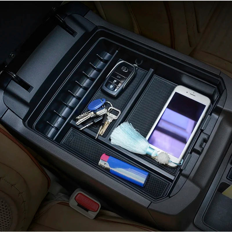 Car Armrest Storage Box Center Console Glove Tray Accessories For Toyota Land Cruiser Prado LC150 FJ150 2014-2023