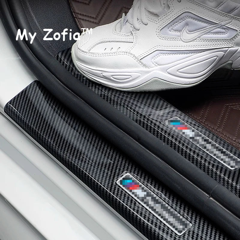 For Leapmotor T03 2025 2026 Car Door Strip Threshold Sill Protector Cover Carbon Fiber close-up view