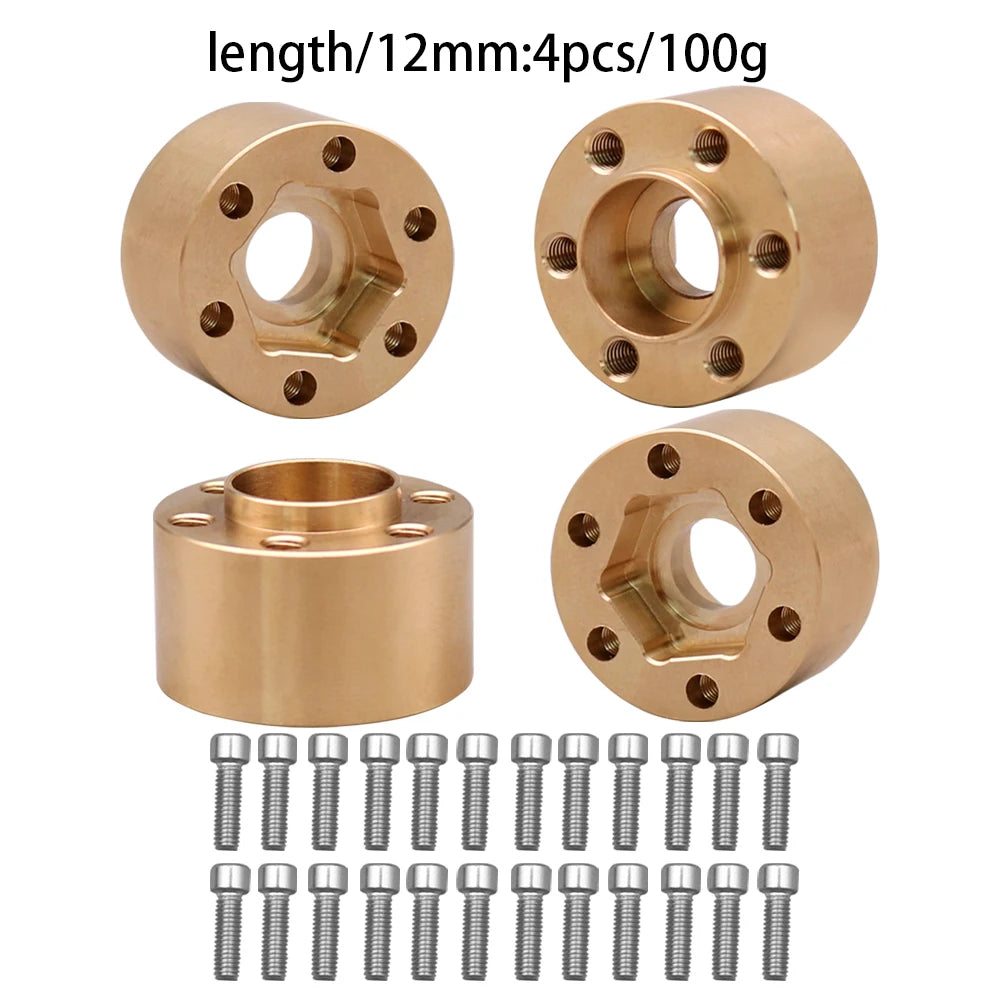 Brass Weights 12mm Wheel Hex Hub Widen Adapter for 1/10 RC Crawler 1.9 2.2Inch Wheels close-up view