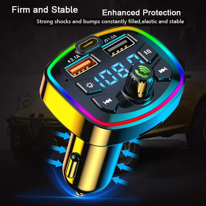 Bluetooth 5.0 FM Transmitter Receiver Car Charger Dual USB Car MP3 Player Adapter A additional angle