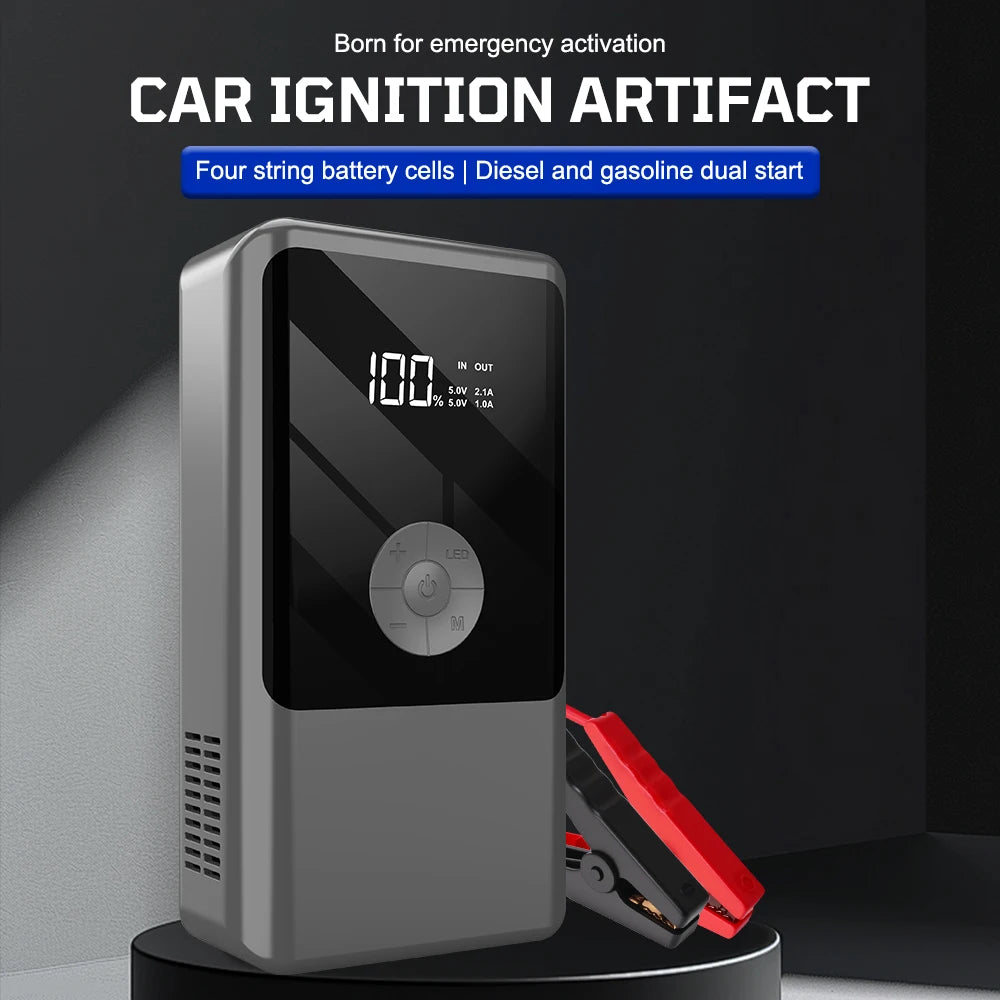 Car Jump Starter Automobile Battery Booster Power Pack Car Repair Tools Emergency Clip 8000mAh Tire Inflation Pump 2000A or SUV RV Truck Trailer Motorcycle Universal Auto Accessories