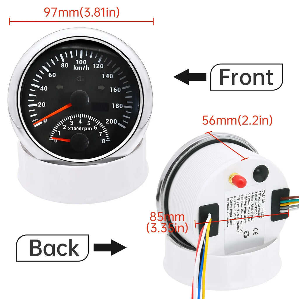 Dual Gauges Set 85MM GPS Speedometer Gauge 120kmh 200kmh & 4in 1 Fuel Level + Volt + Oil Press + Water Temp Meter For Marine Car