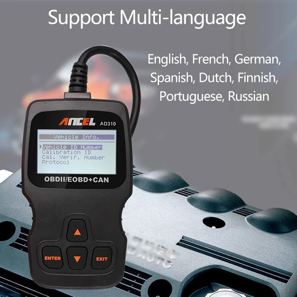 ANCEL AD310 Car Full OBD2 Diagnostic Tools OBD II Automotive Professional Auto Code Reader Scanner Check Engine Light DTC Lookup