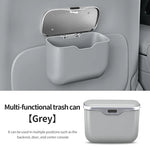 Car Trash Can with Lid Button | PU Leather Hanging Auto Interior Organizer detail view