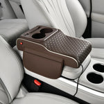 Multifunctional PU Leather Car Cup Holder Armrest Pad with Storage Pockets | Soft Com alternate view