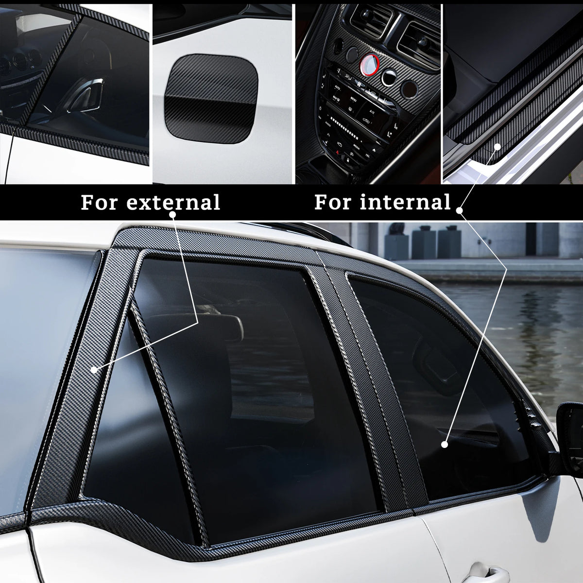 1-6m Carbon Fiber Car Body Vinyl Wrap Matte Accessories Glossy Black Sticker 3D 4D 5D lifestyle view