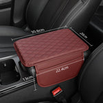Car Armrest Cover Pad with Storage Bag Leather Anti-Slip Center Console Armrest Protector Cushion with Pocket