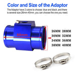 Blue and Black Aluminum Water Temp Gauge Adapter | 26-40mm Radiator Hose Sensor Pipe for Car Truck