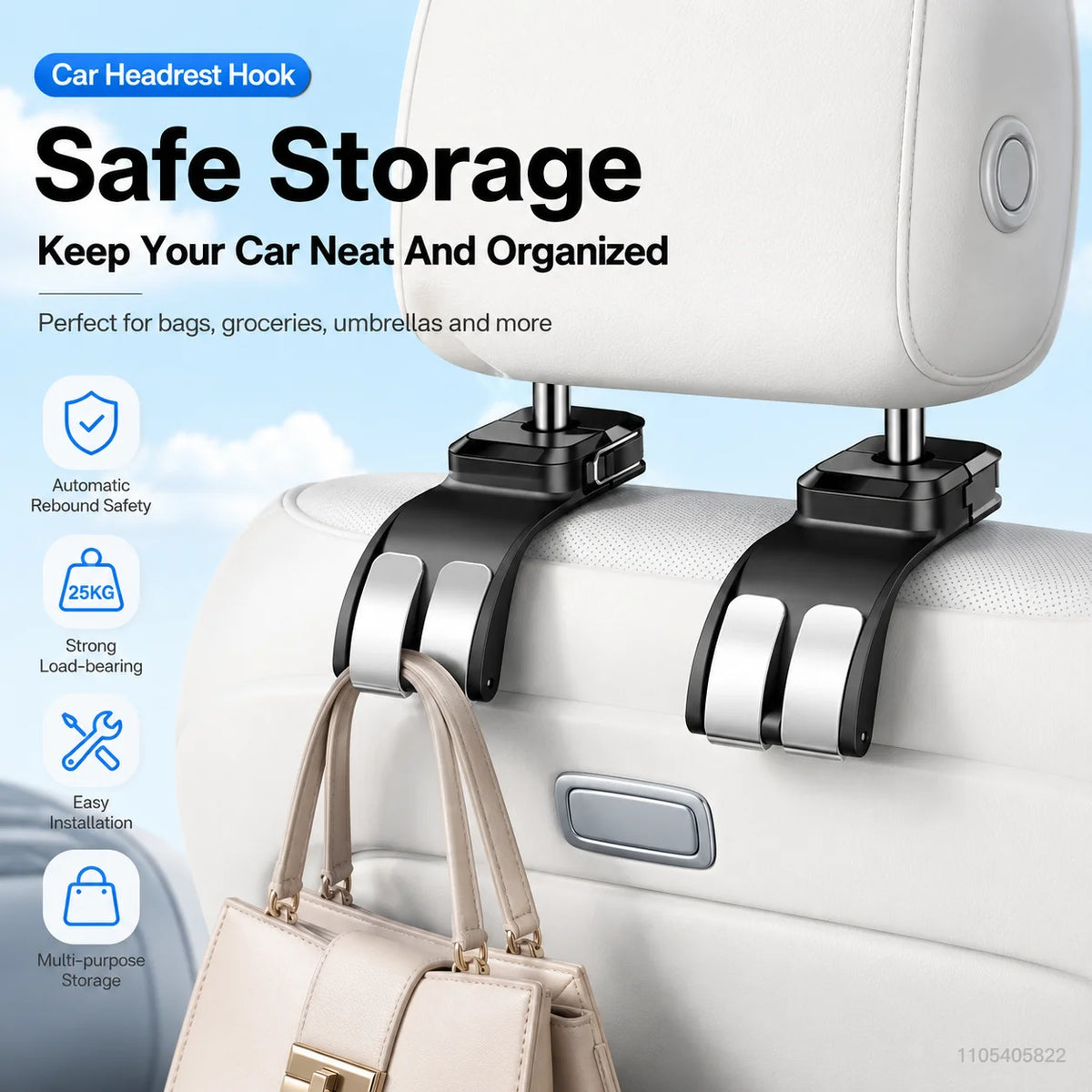 Multifunction Car Headrest Hook Storage Holder Adjustable Auto organize Headrest Package Clip Car Storage Interior Accessories