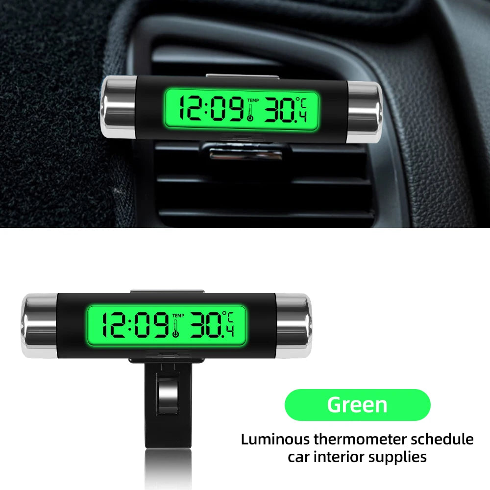 Car Digital LCD Clock and Temperature Display with Blue Backlight | Car Dashboard Thermo detail view