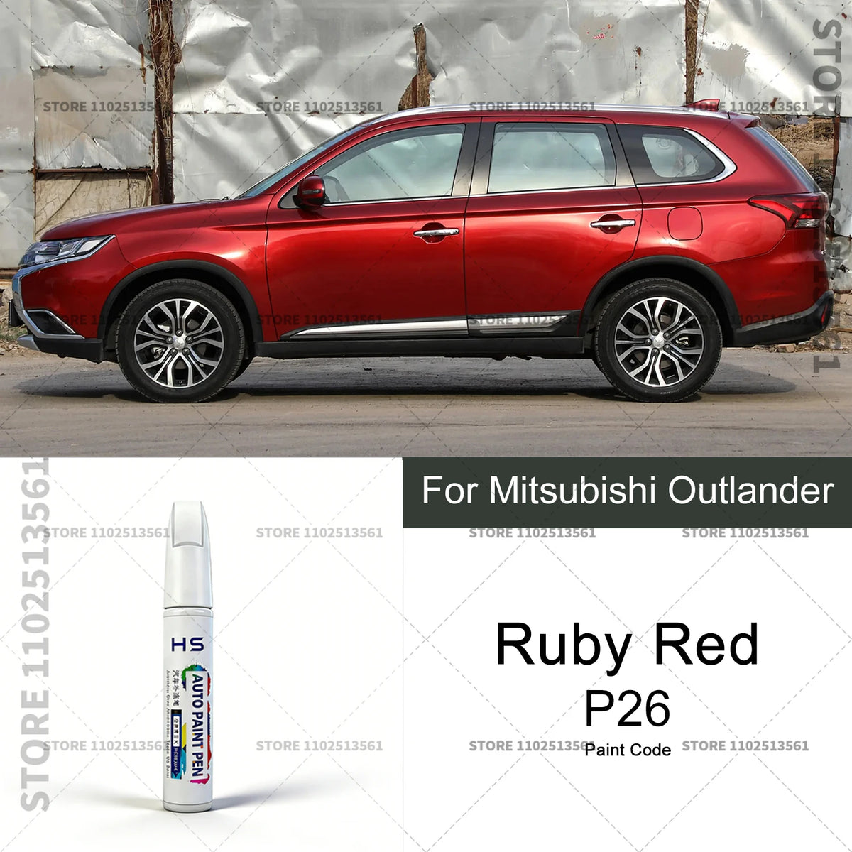 For Mitsubishi Outlander White W17 W85 Black Red P26 Gray AB Car Paint Repair Pen Touc close-up view