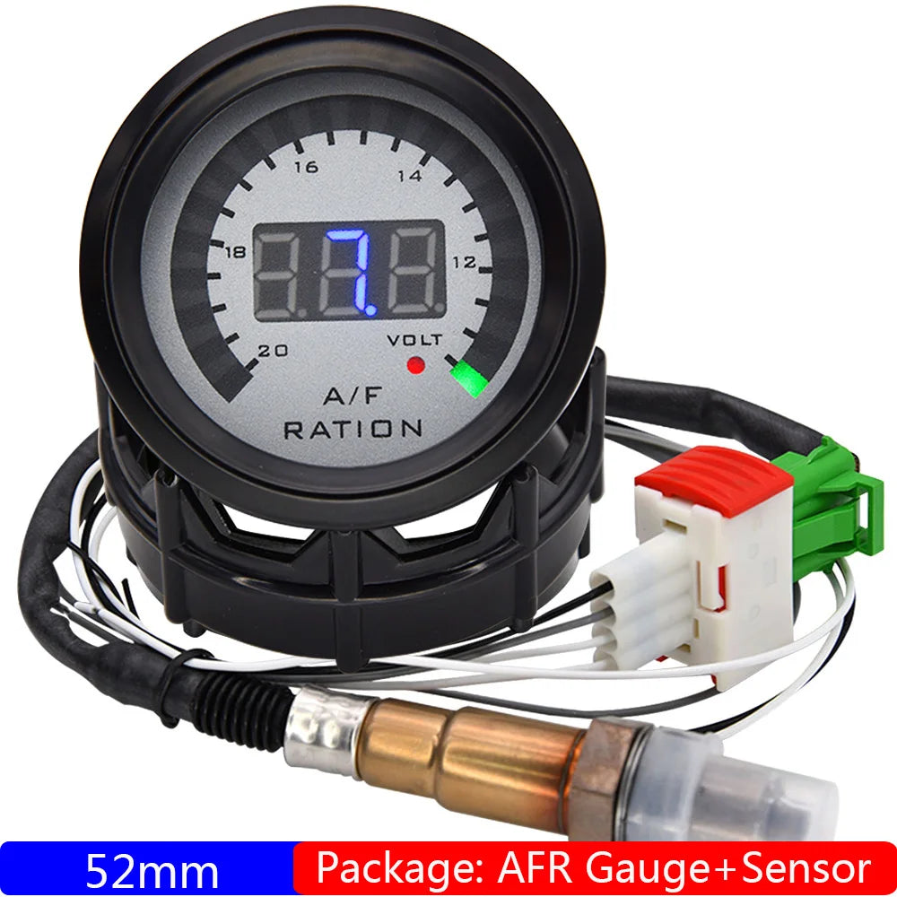 52mm Air Fuel Ratio Gauge Digital Display | Smoked Narrowband O2 Sensor Kit for 12V additional angle