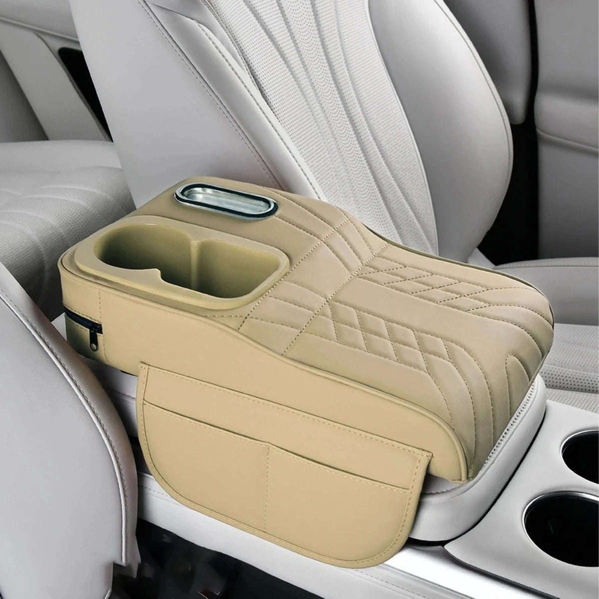 Multifunctional Car Armrest Cushion with Tissue Holder Cup Slot And Side Pockets Center Console Cover for Vehicle Interior Organ