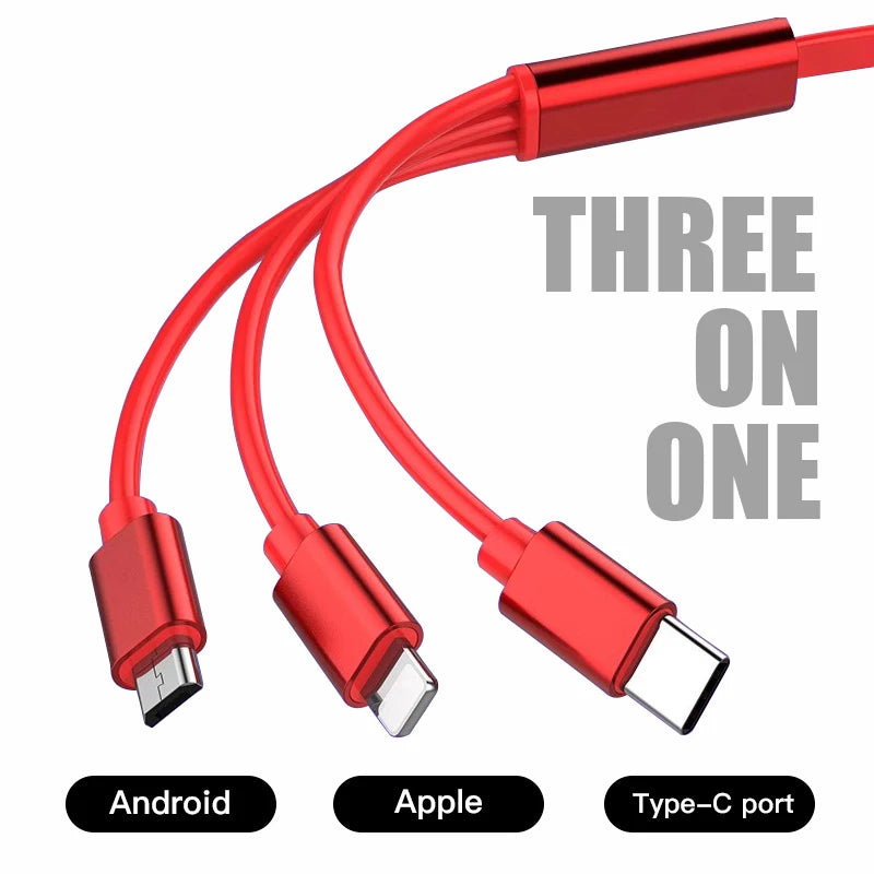 3-in-1 USB Fast Charging Cable 3A for Renault | Retractable Data Cable with 5 Gear Len close-up view