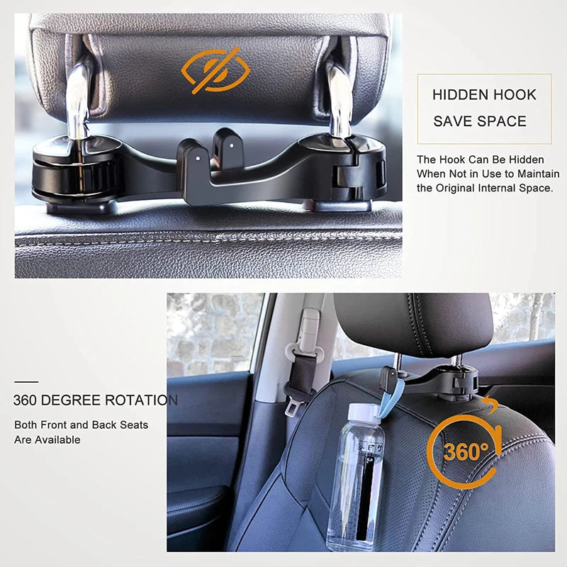 2 in 1 Car Headrest Hook Phone Holder Hanger