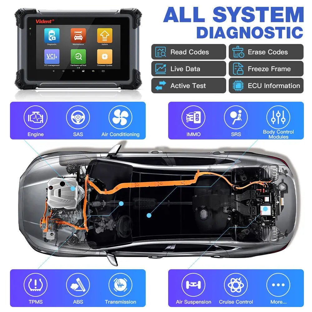 VIDENT ISmart800 Pro OBD2 Scanner Full System Car Diagnostic Tool Key Programming Bi-Directional Control 40+ Reset CAN FD& DoIP