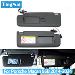 LHD Black Car Left Right Sun Shade Visor Panel Makeup Cosmetic Mirror Cover For Porsche Macan 2014-2024 95B857551 95B857552