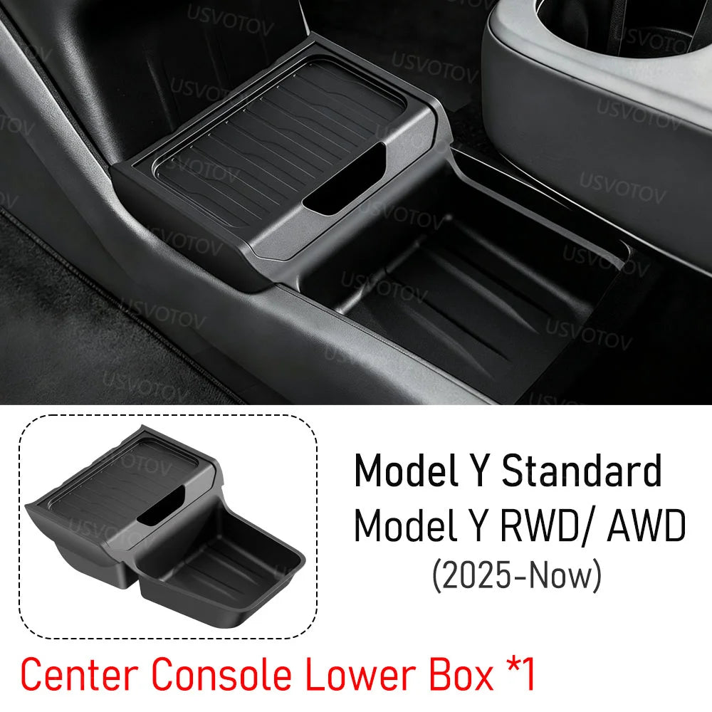 Center Console Organizer for Tesla Model Y Standard RWD 2026 Accessories Trunk Side Storage Box Cup Holder Brake Gas Pedal Cover